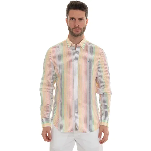 Striped Button-Down Casual Linen Shirt , male, Sizes: XL, M, 3XL, L, 2XL - Harmont & Blaine - Modalova