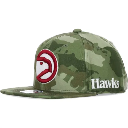 Caps, male, , Size: S/M NBA Tonal Camo Stretch Fitted Cap - Mitchell & Ness - Modalova