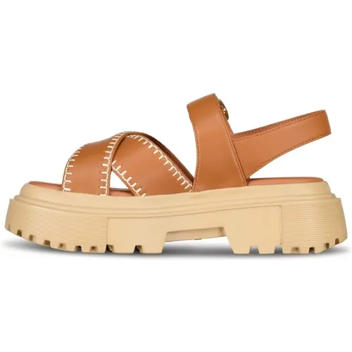 Leather Platform Sandals , female, Sizes: 5 UK, 7 UK, 4 UK, 8 UK, 6 UK - Hogan - Modalova