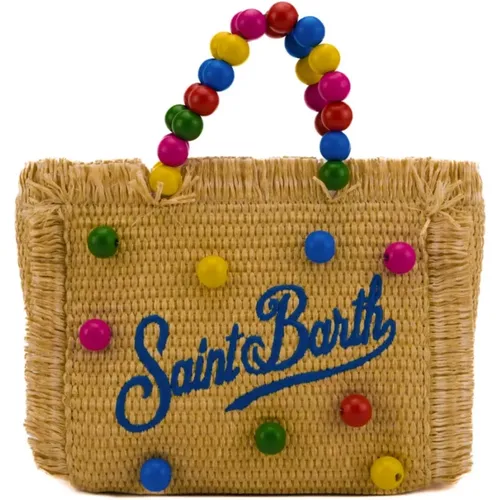 Crochet Mini Shopper Bag with Fringes , female, Sizes: ONE SIZE - MC2 Saint Barth - Modalova