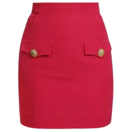 Fuchsia Skirt with Fake Pockets , female, Sizes: S - Balmain - Modalova