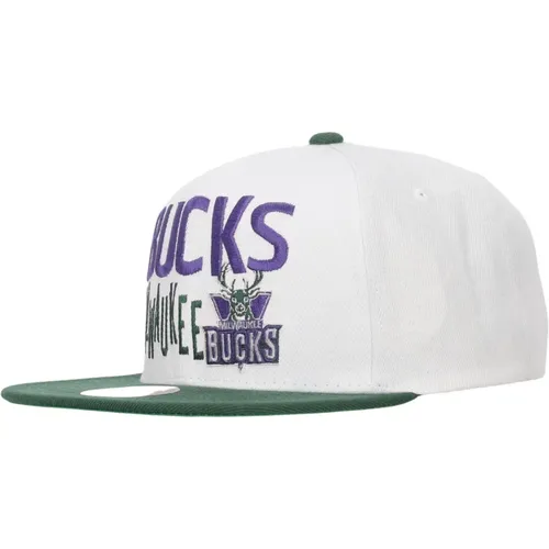 Caps, male, , Size: ONE SIZE Milwaukee Bucks Flat Brim Snapback Cap - Mitchell & Ness - Modalova