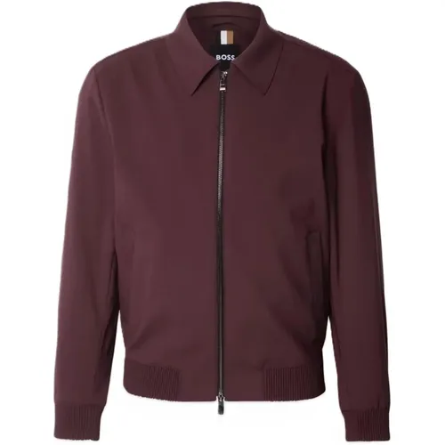 Wing Kragen Hemd Jacke Bordeaux , Herren, Größe: L - Boss - Modalova