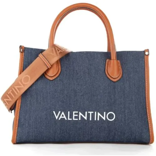 Blaue Leder-Schultertasche , Damen, Größe: ONE Size - Valentino by Mario Valentino - Modalova