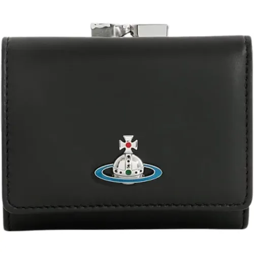 Leather Frame Wallet with Orb Plaque , unisex, Sizes: ONE SIZE - Vivienne Westwood - Modalova