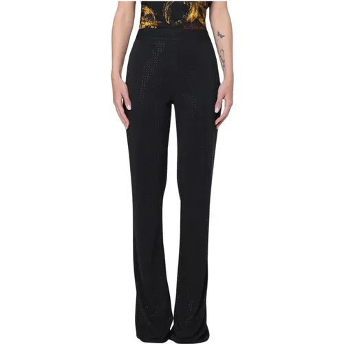 Wide Trousers, female, , Size: M Rhinestone Flare Pants - Versace Jeans Couture - Modalova