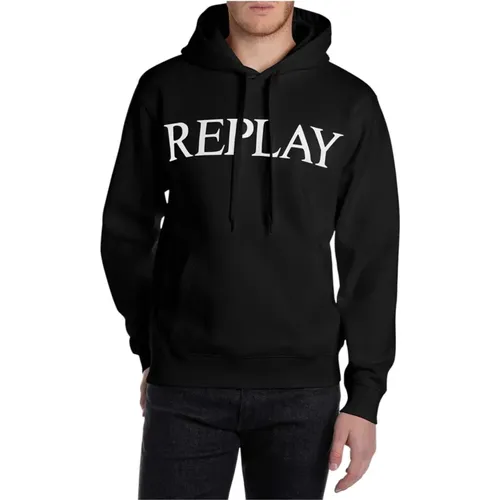 Hoodies, male, , Size: M Hoodie with Hood - Replay - Modalova