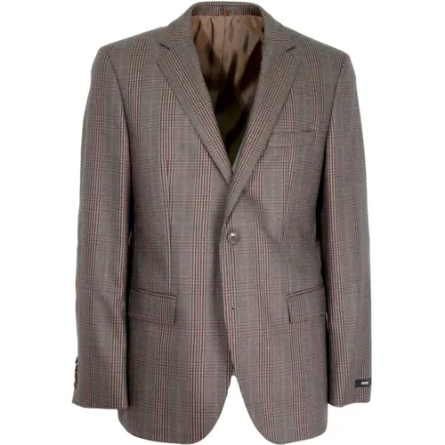 Checkered Wool Cashmere Jacket Regular Fit , male, Sizes: L - Hugo Boss - Modalova