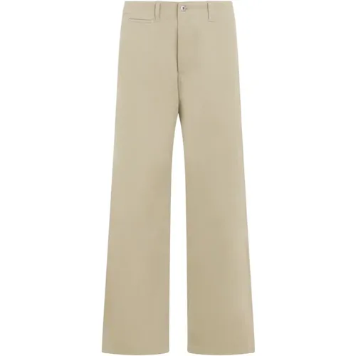 Wide Trousers, male, , Size: L Hunter Cotton Trousers - Burberry - Modalova