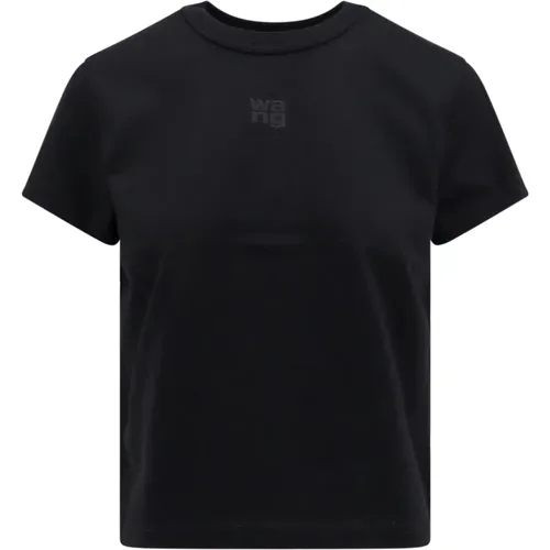 Schwarzes Crew-neck T-Shirt mit Wang-Print , Damen, Größe: L - alexander wang - Modalova