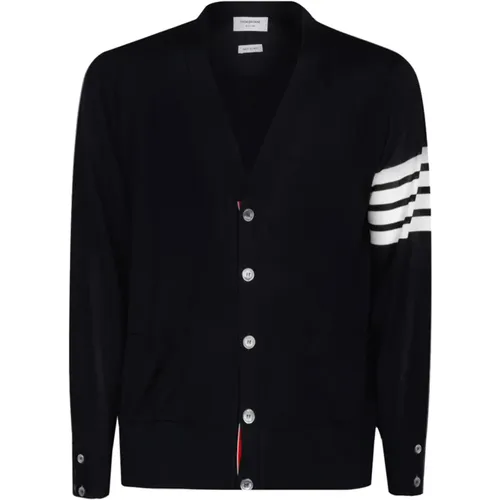 Blauer V-Ausschnitt Cardigan Pullover - Thom Browne - Modalova