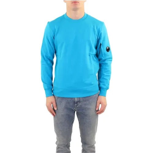 Leichtes Fleece-Sweatshirt Blau , Herren, Größe: S - C.P. Company - Modalova