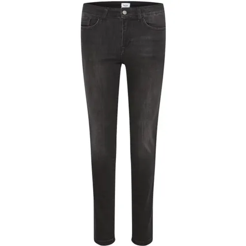 Slim Fit Dunkelgraue Denim Jeans , Damen, Größe: W32 - Saint Tropez - Modalova