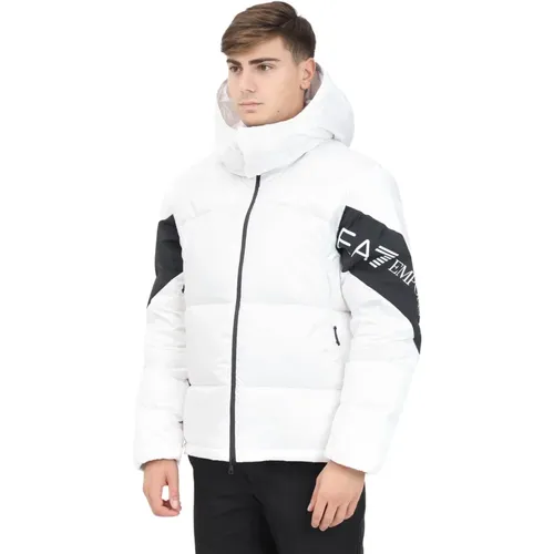 Gepolsterte Weiße Daunenjacke Herren , Herren, Größe: XL - Emporio Armani EA7 - Modalova