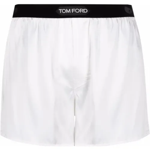 Short Shorts, male, , Size: XL Silk-Blend Logo Boxer Shorts - Tom Ford - Modalova