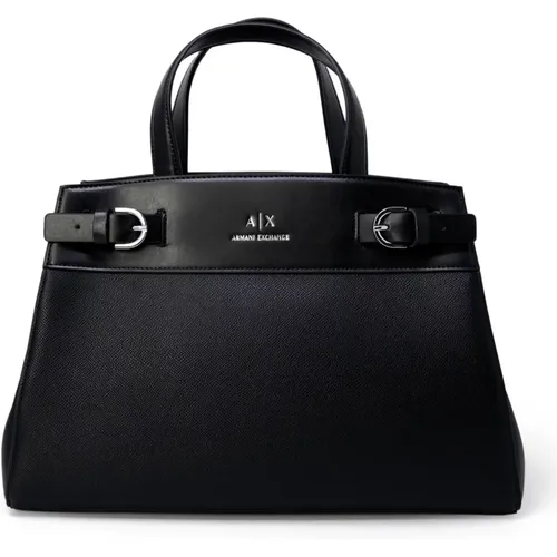 Schwarze Reißverschluss-Handtasche , Damen, Größe: ONE Size - Armani Exchange - Modalova