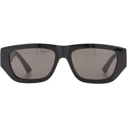Rechteckige Sonnenbrille - Schwarz/Grau - Bottega Veneta - Modalova