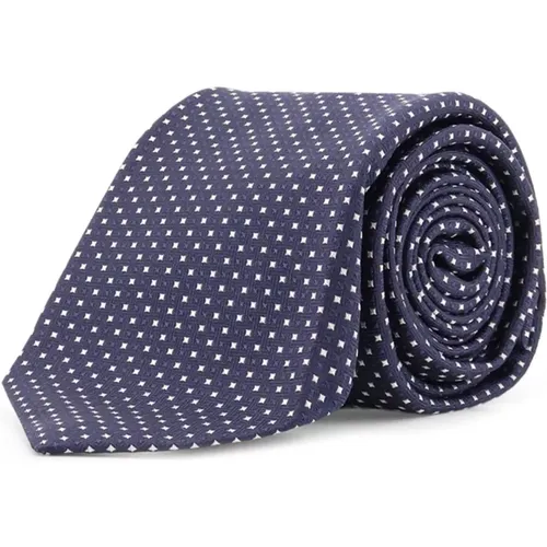 Ties, male, , Size: ONE SIZE Silk Micro-Pattern Tie with Logo Tag - Kiton - Modalova