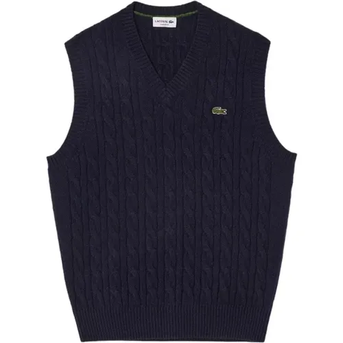 Sleeveless Knitwear, male, , Size: XL Cable-Knit Sweatshirt Aw24 - Lacoste - Modalova