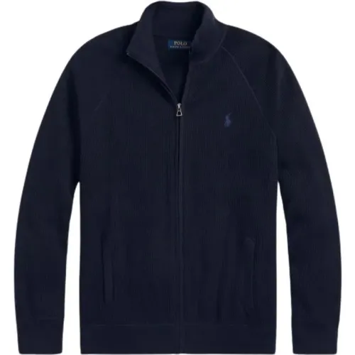 Zip-throughs, male, , Size: 2XL Textured Cotton Zip-Up Sweater - Polo Ralph Lauren - Modalova