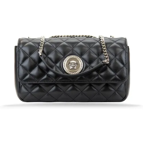 Shoulder Bags, female, , Size: ONE SIZE Quilted Leather Shoulder Bag Magnetic Closure - Versace - Modalova