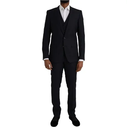 Single Breasted Suits, male, , Size: M Slim Fit 3-Piece Suit Martini - Dolce & Gabbana - Modalova