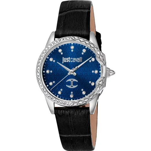 Nachtblaues Lederarmband Modische Uhr , Damen, Größe: ONE Size - Just Cavalli - Modalova