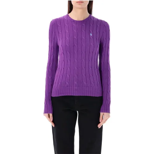 Lila Cable-Knit Crewneck Sweater , Damen, Größe: M - Ralph Lauren - Modalova