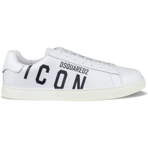 Weiße Leder Low Top Sneakers - Dsquared2 - Modalova