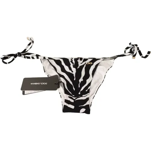 White Zebra Swimsuit Bikini Bottom Swimwear , female, Sizes: L - Dolce & Gabbana - Modalova