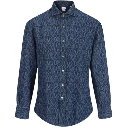 Blaues Paisley Print Hemd - BRUNELLO CUCINELLI - Modalova