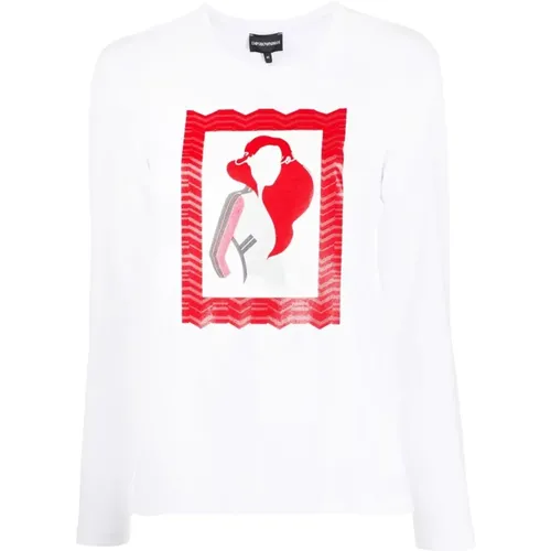 Graphic Print Women`s T-Shirt , male, Sizes: S - Emporio Armani - Modalova