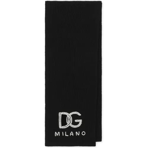 Winter Scarves, male, , Size: ONE SIZE Logo-Embroidered Cashmere Scarf - Dolce & Gabbana - Modalova