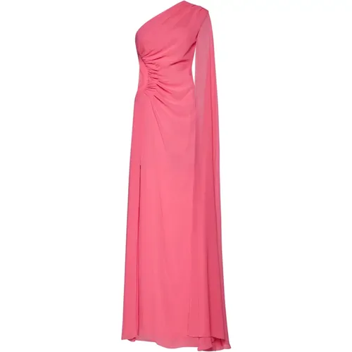Coral Party Dress with Asymmetric Design , female, Sizes: L - Blanca Vita - Modalova