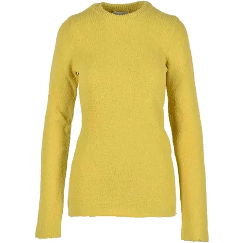 Round-neck Knitwear, female, , Size: S Women's Mustard Sweater - SPORTMAX - Modalova