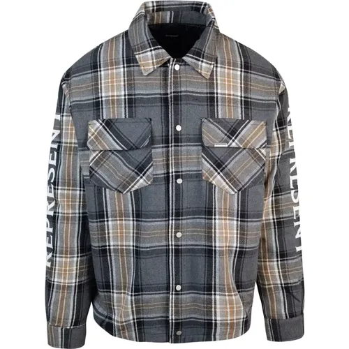Grey Flannel Quilted Check Shirt , male, Sizes: M, L, S - Represent - Modalova