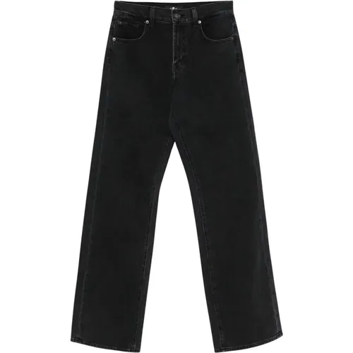 High-waisted denim pants, straight leg fit , female, Sizes: W30, W27, W28, W29, W26, W25, W31 - 7 For All Mankind - Modalova