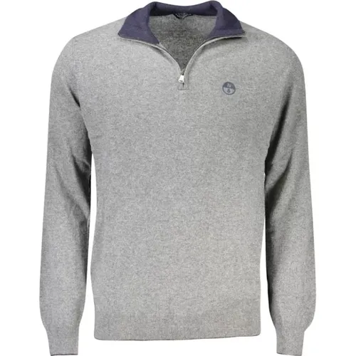 V-neck Knitwear, male, , Size: M Grey Cashmere Sweater - North Sails - Modalova