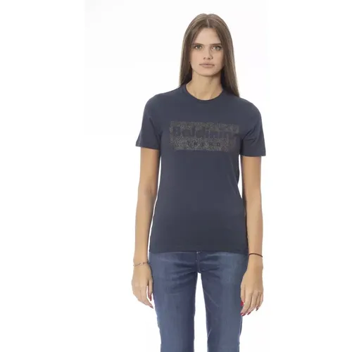 Trendige Blaue Baumwolltops T-Shirt , Damen, Größe: S - Baldinini - Modalova