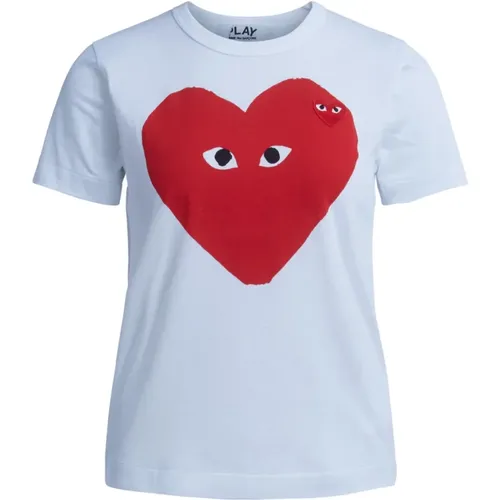 T-Shirts, female, , Size: L Womens Heart Print T-Shirt - Comme des Garçons Play - Modalova