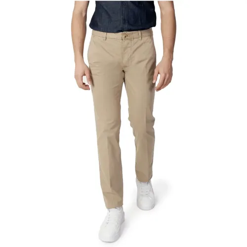 Chinos, male, , Size: W36 Plain Zip Button Trousers Men - Blauer - Modalova