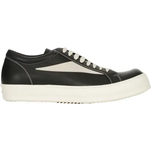 Schwarze flache Sneakers mit Kontrastdetails - Rick Owens - Modalova