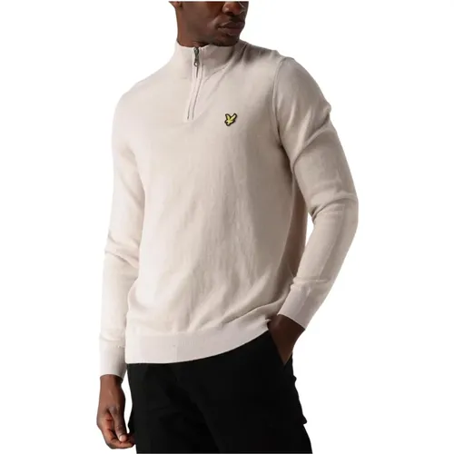 Cotton Merino Quarter Zip Jumper,Grüner Baumwoll-Merino-Quarter-Zip-Pullover,Quarter Zip Baumwolle Merino Pullover,Quarter Zip Merino Baumwollpullove - Lyle & Scott - Modalova