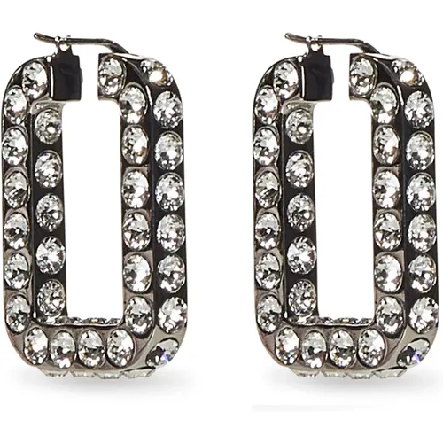 Silver Crystal Bijoux Earrings , female, Sizes: ONE SIZE - Amina Muaddi - Modalova