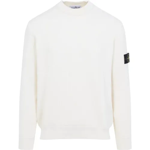 Round-neck Knitwear, male, , Size: XL Ribbed Soft Cotton Crewneck - Stone Island - Modalova