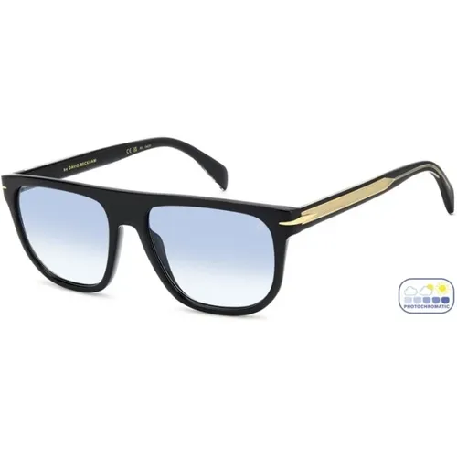 Schwarze Blau Getönte Fotokromische Sonnenbrille , Herren, Größe: 56 MM - Eyewear by David Beckham - Modalova