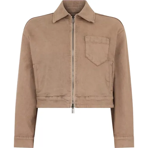 Denim Jackets, female, , Size: S Crop Denim Jacket - PESERICO - Modalova