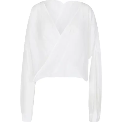 V-Neck Blouse with Deep Front , female, Sizes: M - Jucca - Modalova