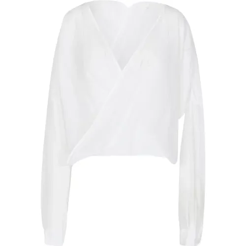 V-Neck Blouse with Deep Front , female, Sizes: M, XS, S - Jucca - Modalova