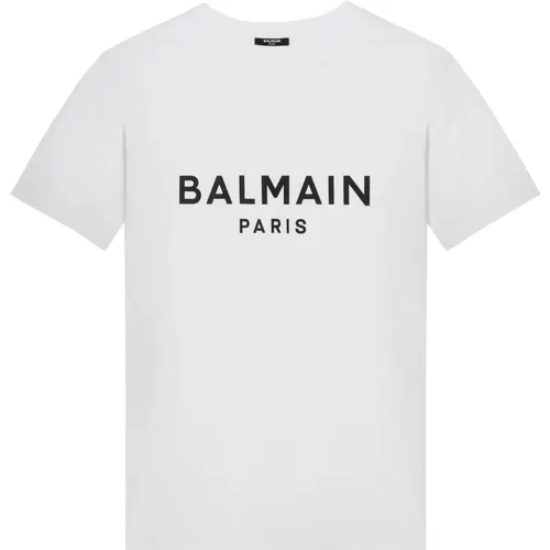 T-Shirts, male, , Size: L Short Sleeve Crew Neck T-Shirt - Balmain - Modalova